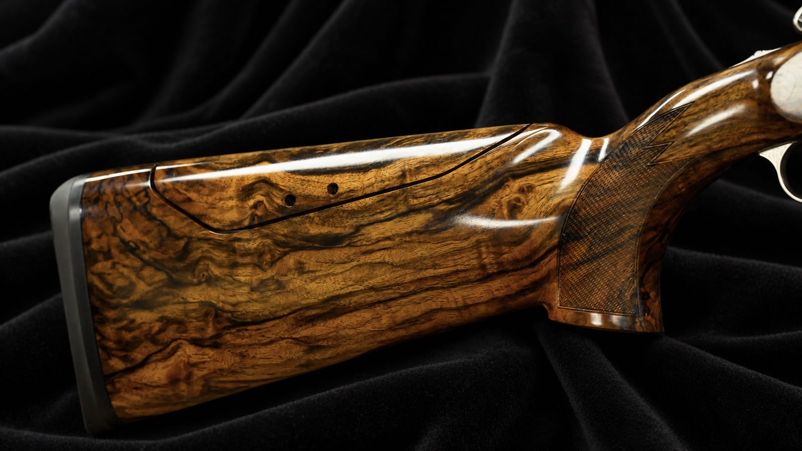 Figured walnut stock of the Miles Edition FBX
